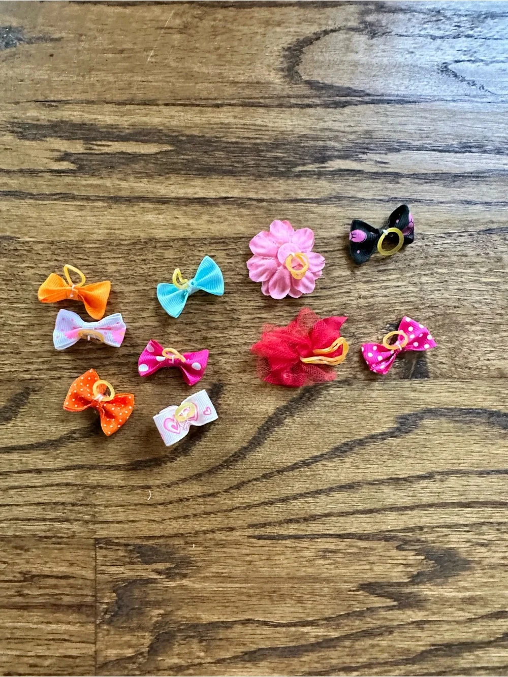 10 Assorted Bow Hair Cute topknot/ponytails - multicolor, vibrant colors